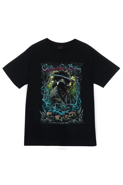 fame-stoned Children Of Bodom Baskılı Unisex %100 Pamuk Siyah T-shirt ürün görseli 1