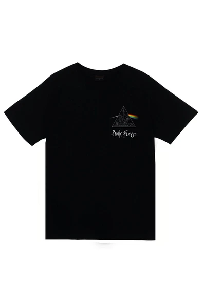 fame-stoned Pink Floyd Baskılı Unisex %100 Pamuk Siyah T-shirt ürün görseli 1