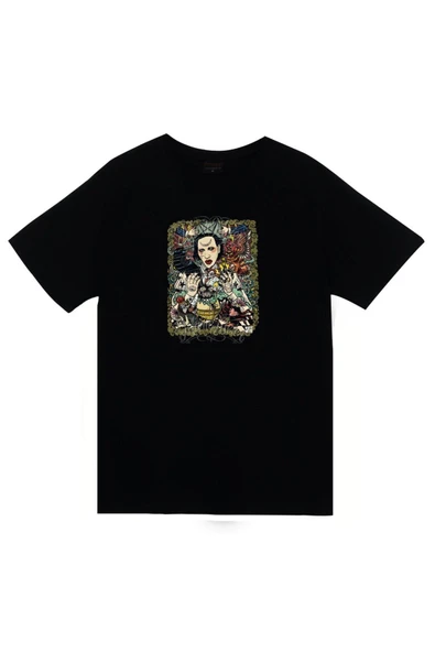 fame-stoned Marilyn Manson Baskılı Unisex %100 Pamuk Siyah T-shirt ürün görseli 1