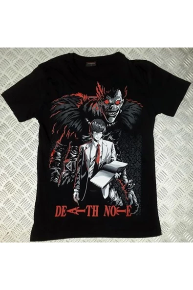 fame-stoned Death Note Anime Baskılı Unisex %100 Pamuk Siyah T-shirt ürün görseli 1