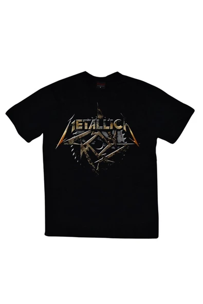 fame-stoned Metallica Baskılı Unisex %100 Pamuk Siyah T-shirt ürün görseli 1