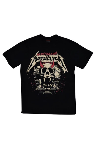 fame-stoned Metallica Baskılı Unisex %100 Pamuk Siyah T-shirt ürün görseli 1