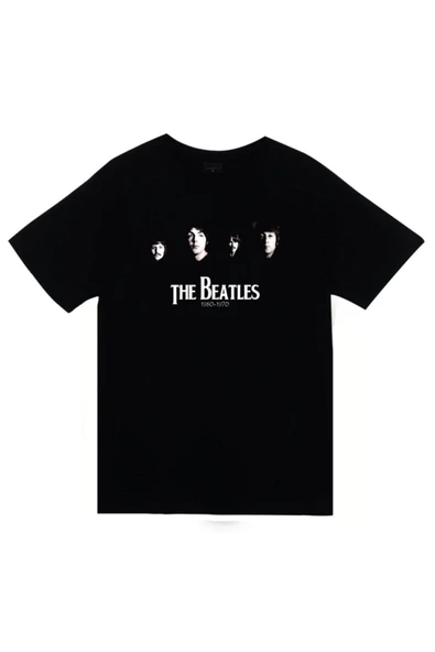 fame-stoned The Beatles Baskılı Unisex %100 Pamuk Siyah T-shirt ürün görseli 1
