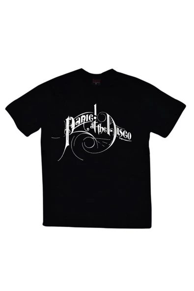 fame-stoned Panic At The Disco Baskılı Unisex %100 Pamuk Siyah T-shirt ürün görseli 1