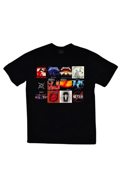 fame-stoned Metallica Baskılı Unisex %100 Pamuk Siyah T-shirt ürün görseli 1
