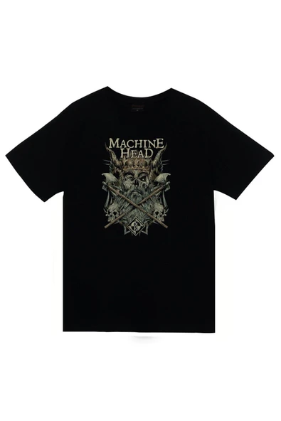 fame-stoned Machine Head Unisex %100 Pamuk Siyah T-shirt ürün görseli 1