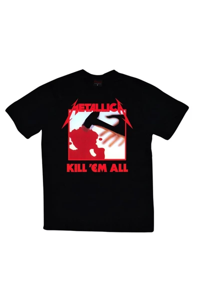 fame-stoned Metallica Baskılı Unisex %100 Pamuk Siyah T-shirt ürün görseli 1