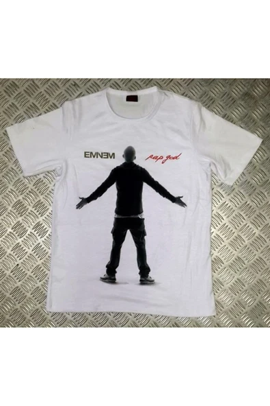 fame-stoned Eminem Baskılı Unisex %100 Pamuk Beyaz T-shirt ürün görseli 1
