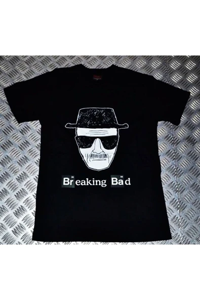 fame-stoned Breaking Bad Baskılı Unisex %100 Pamuk Siyah T-shirt ürün görseli 1