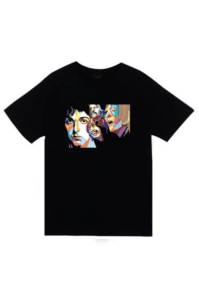 fame-stoned The Beatles Baskılı Unisex %100 Pamuk Siyah T-shirt ürün görseli 1