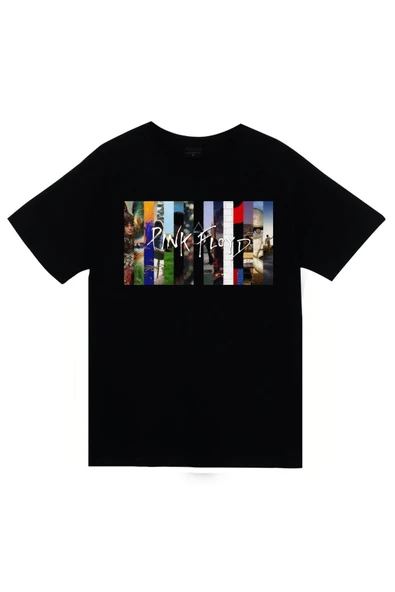fame-stoned Pink Floyd Baskılı Unisex %100 Pamuk Siyah T-shirt ürün görseli 1