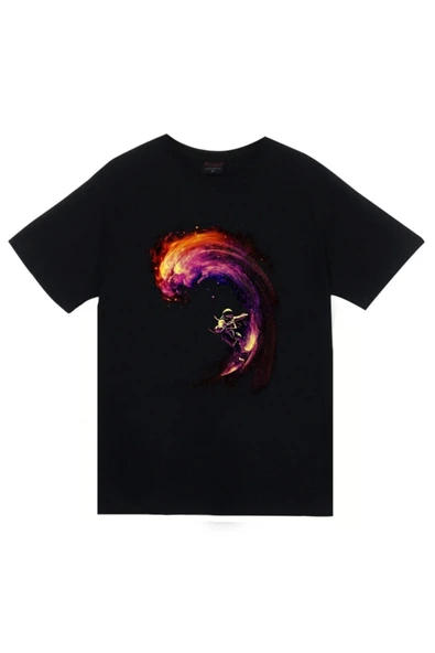 fame-stoned Siyah Astronot Baskılı T-shirt ürün görseli 1