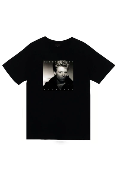 fame-stoned Bryan Adams Baskılı Unisex %100 Pamuk Siyah T-shirt ürün görseli 1
