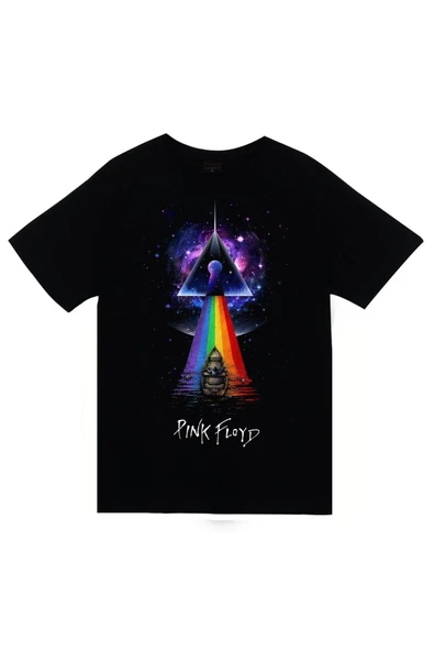 fame-stoned Pink Floyd Baskılı Unisex %100 Pamuk Siyah T-shirt ürün görseli 1