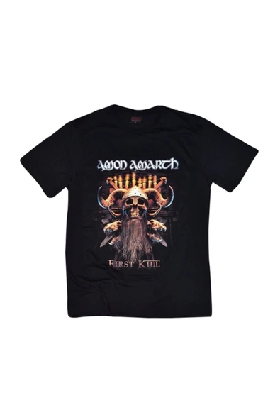 fame-stoned Amon Amarth Baskılı Unisex %100 Pamuk Siyah T-shirt ürün görseli 1