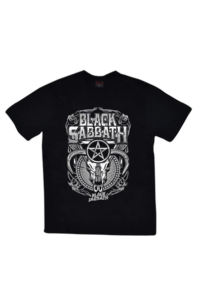 fame-stoned Black Sabbath Baskılı Unisex %100 Pamuk Siyah T-shirt ürün görseli 1