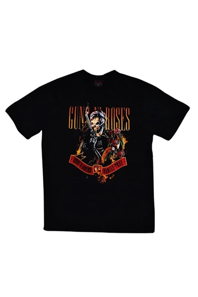 fame-stoned Guns N Roses Baskılı Unisex %100 Pamuk Siyah T-shirt ürün görseli 1