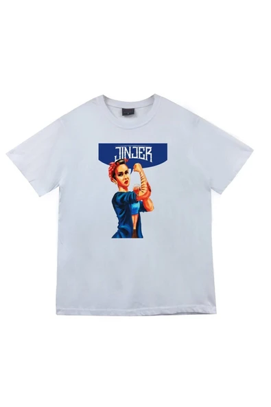 fame-stoned Jinjer Baskılı Unisex %100 Pamuk Beyaz T-shirt ürün görseli 1
