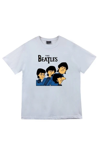 fame-stoned The Beatles Baskılı Unisex %100 Pamuk Beyaz T-shirt ürün görseli 1