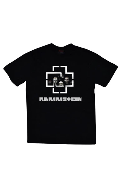 fame-stoned Rammstein Baskılı Unisex %100 Pamuk Siyah T-shirt ürün görseli 1