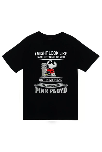 fame-stoned Pink Floyd Baskılı Unisex %100 Pamuk Siyah T-shirt ürün görseli 1