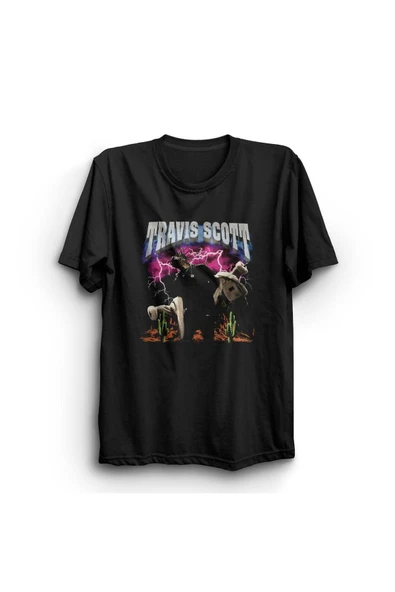 fame-stoned Travis Scott Astroworld Baskılı Tshirt ürün görseli 1
