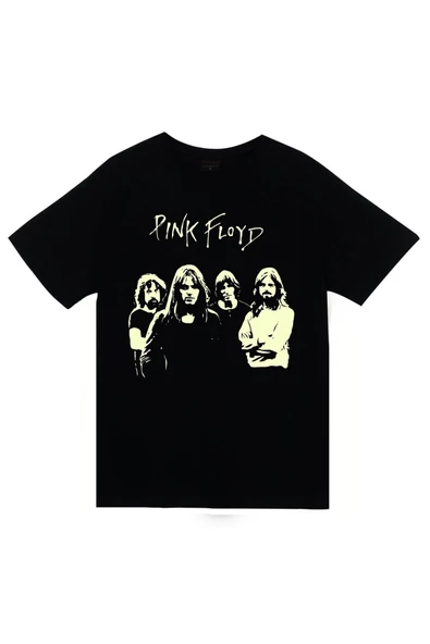 fame-stoned Pink Floyd Baskılı Unisex %100 Pamuk Siyah T-shirt ürün görseli 1