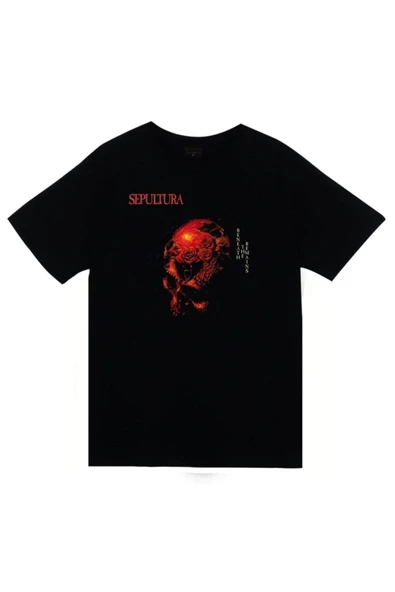 fame-stoned Sepultura Baskılı Unisex %100 Pamuk Siyah T-shirt ürün görseli 1