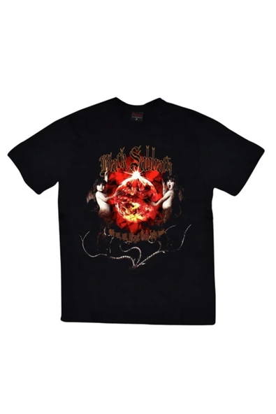 fame-stoned Black Sabbath Baskılı Unisex %100 Pamuk Siyah T-shirt ürün görseli 1