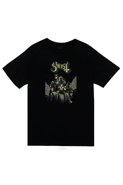 fame-stoned Ghost Baskılı Unisex %100 Pamuk Siyah T-shirt ürün görseli 1