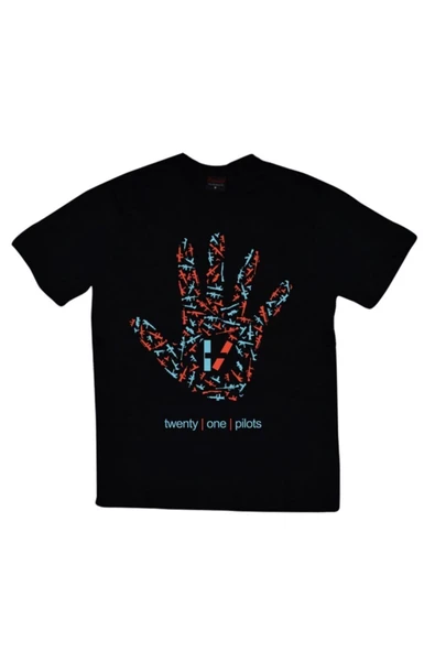 fame-stoned  Twenty One Pilots Baskılı Unisex %100 Pamuk Siyah T-shirt ürün görseli 1