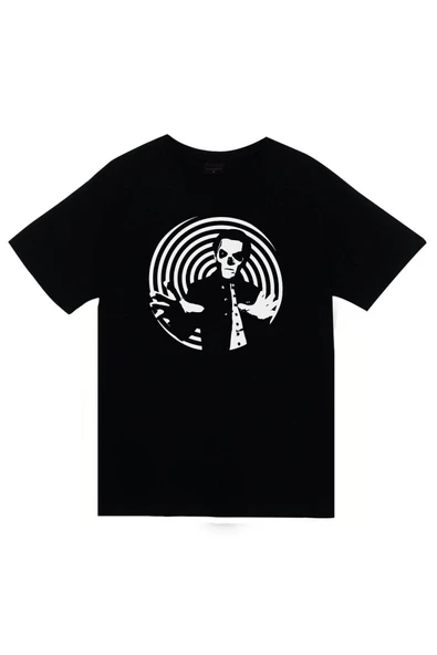 fame-stoned Ghost Baskılı Unisex %100 Pamuk Siyah T-shirt ürün görseli 1