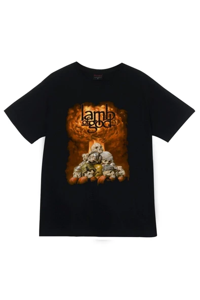fame-stoned Lamb Of God Baskılı Unisex %100 Pamuk Siyah T-shirt ürün görseli 1