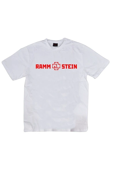 fame-stoned  Rammstein Baskılı Unisex %100 Pamuk Beyaz T-shirt ürün görseli 1