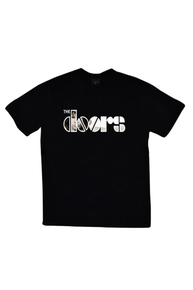 fame-stoned  The Doors Baskılı Unisex %100 Pamuk Siyah T-shirt ürün görseli 1