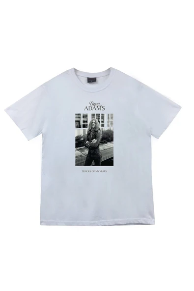 fame-stoned Bryan Adams Baskılı Unisex %100 Pamuk Beyaz T-shirt ürün görseli 1