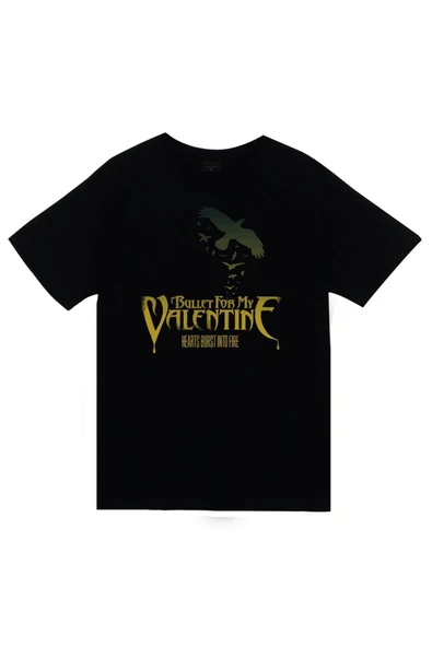 fame-stoned Bullet For My Valentine Baskılı Unisex %100 Pamuk Siyah T-shirt ürün görseli 1