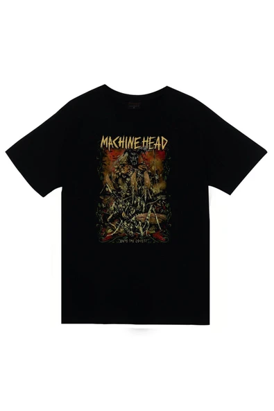 fame-stoned Machine Head Unisex %100 Pamuk Siyah T-shirt ürün görseli 1