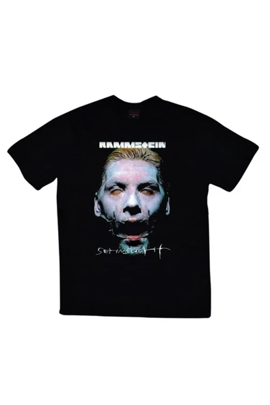 fame-stoned  Rammstein Baskılı Unisex %100 Pamuk Siyah T-shirt ürün görseli 1