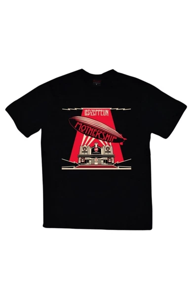 fame-stoned  Led Zeppelin Baskılı Unisex %100 Pamuk Siyah T-shirt ürün görseli 1