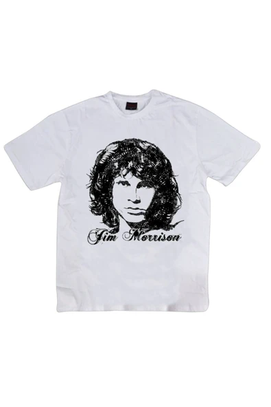fame-stoned  The Doors Baskılı Unisex %100 Pamuk Beyaz T-shirt ürün görseli 1