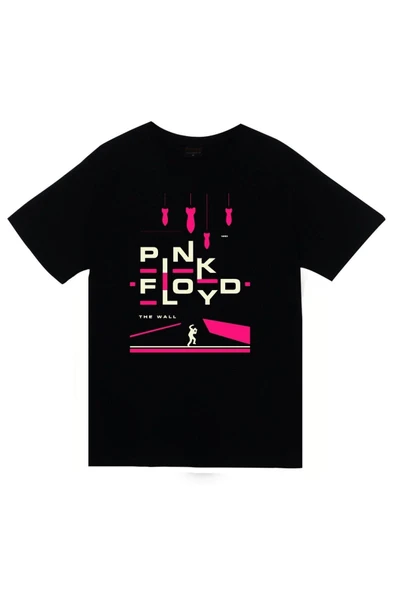 fame-stoned  Pink Floyd Baskılı Unisex %100 Pamuk Siyah T-shirt ürün görseli 1