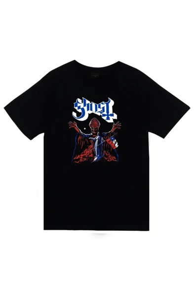 fame-stoned Unisex Siyah Ghost Baskılı T-shirt ürün görseli 1