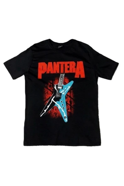 fame-stoned  Pantera Baskılı Unisex %100 Pamuk Siyah T-shirt ürün görseli 1
