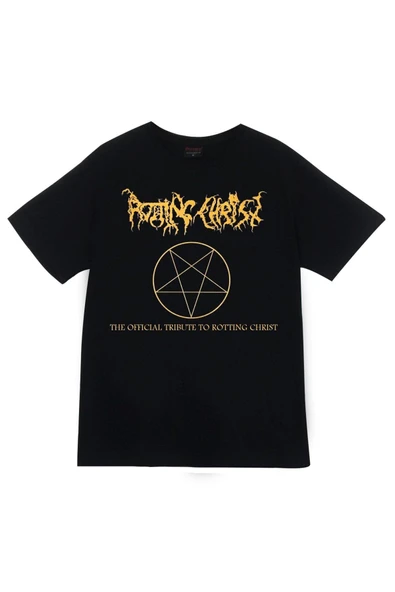 fame-stoned Rotting Christ Baskılı Unisex %100 Pamuk Siyah T-shirt ürün görseli 1