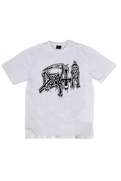 fame-stoned  Unisex Beyaz Death Tişört Baskılı T-shirt ürün görseli 1