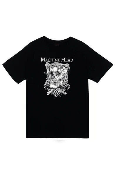 fame-stoned Machine Head Unisex %100 Pamuk Siyah T-shirt ürün görseli 1
