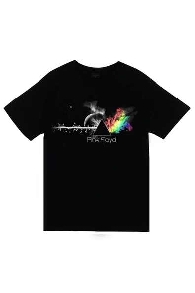 fame-stoned Pink Floyd Baskılı Unisex %100 Pamuk Siyah T-shirt ürün görseli 1