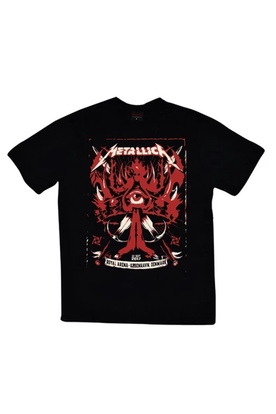 fame-stoned  Metallica Baskılı Unisex %100 Pamuk Siyah T-shirt ürün görseli 1