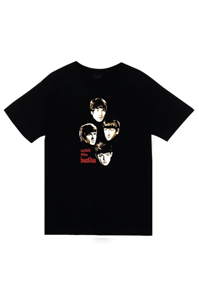 fame-stoned The Beatles Baskılı Unisex %100 Pamuk Siyah T-shirt ürün görseli 1